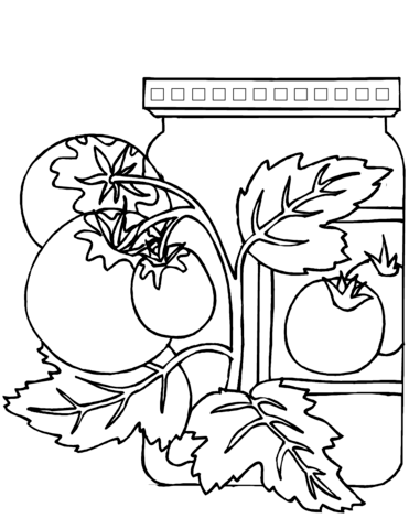 Tomato Glass Jar Coloring Page